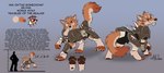 armor brown_body brown_fur claws eye_scar facial_scar fangs feral fur leather leather_armor orange_eyes pawpads quadruped sabertooth_(anatomy) scar spiked_armor spikes tail tan_body tan_fur teeth text toe_claws adalore nim_(razim) canid canine canis mammal wolf 2024 english_text hi_res model_sheet