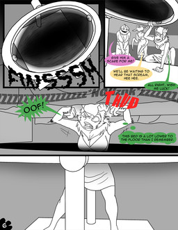 3_eyes 4_eyes bed breasts clothed clothing dialogue female furniture inside machine multi_eye onomatopoeia portal sound_effects speech_bubble technology text janner3d comic english_text