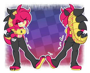 blush choker clothing crop_top eyelashes female footwear horn jewelry long_eyelashes looking_at_viewer necklace pig_nose sandals shell shirt shoes solo spikes topwear ventral_groove wristband yellow_eyes demichan sega sonic_the_hedgehog_(series) drifa_(eggbot15) fan_character armadillo mammal suid suine warthog xenarthran digital_media_(artwork) hi_res