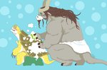 anthro bathing biped blue_background blush duo green_body horn kemono male overweight overweight_male simple_background sitting towel pla0net5lai8ka dreamworks kung_fu_panda kai_the_collector master_oogway bovid bovine mammal reptile scalie turtle 2020