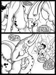 anthro anthro_on_anthro bite comic dragon duo erection female genitals james_corck male male/female monochrome mythological_creature mythological_scalie mythology necrodrone_(character) nude pen_(artwork) penis scalie sex simple_background tail tail_bite tail_fetish tail_in_mouth tail_play traditional_media_(artwork) white_background