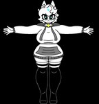 anthro black_clothing black_legwear black_thigh_highs cat_smile choker clothing collar cyan_blood cyan_blush eye_contact eyelashes female fur hair heart_pupils hoodie hug jewelry legwear looking_at_another necklace raised_arm solo spread_arms t-pose thigh_highs topwear white_body white_clothing white_fur white_hair white_hoodie white_skin white_topwear bxfx pyxl_(bxfx) domestic_cat felid feline felis mammal