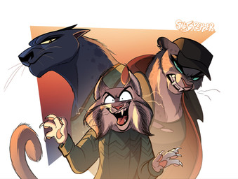 angry anthro clothed clothing evil_laugh fangs female fur grey_body grey_fur group half-closed_eyes handpads hat headgear headwear jacket looking_at_viewer male markings melanistic narrowed_eyes open_mouth shirt simple_background smile spots spotted_body standing sweater tail tank_top teeth topwear trio saltypepper disney dreamworks goat_(movie) sony_corporation sony_pictures the_bad_guys zootopia jett_fillmore kitty_kat_(the_bad_guys) pawbert_lynxley canada_lynx felid feline leopard lynx mammal pantherine snow_leopard crossover digital_media_(artwork) hi_res