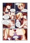 anthro canid canine canis clothed clothing comic dialogue domestic_dog duo english_text hand_holding hi_res ken_(salkitten) kissing lagomorph leporid male male/male mammal mustachemutt rabbit shou_(salkitten) text topless