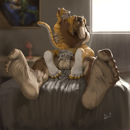 4_toes 5_toes anal anal_penetration balls bed bedroom big_penis bodily_fluids butt cum cum_in_ass cum_inside cum_on_balls cum_on_bed cum_on_penis dominant duo erection eyes_closed feet foot_focus from_front_position furniture genital_fluids genitals hindpaw hug huge_penetration humanoid_feet inside interspecies larger_dom larger_male leaking leaking_cum light looking_pleasured male male/male male_on_bottom male_on_top male_penetrated male_penetrating male_penetrating_male mastery_position nude on_bed on_bottom on_lap on_top open_mouth paws penetration penile penile_penetration penis penis_in_ass plantigrade rear_view sex sitting sitting_on_lap size_difference smaller_male soles straddling stretched_anus sunlight tail thick_penis tight_fit toes window lion21 equid equine felid horse mammal pantherine tiger 1:1