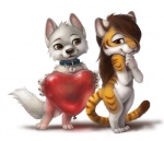 anthro anthrofied balloon collar collar_only duo female fur geometric_balloon heart_balloon heart_symbol holding_balloon holding_heart holding_object inflatable male male/female nude romantic romantic_ambiance romantic_couple shaped_balloon simple_background tail white_background white_body white_fur silverfox5213 canid canine canis domestic_dog felid mammal pantherine tiger 2012