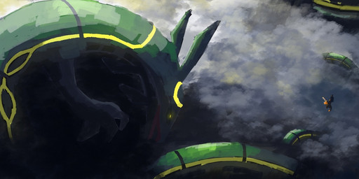 ambiguous_gender claws cloud day detailed_background duo feral green_body long_body markings open_mouth outside sky solo_focus yellow_eyes yellow_markings walterblueee nintendo pokemon generation_3_pokemon legendary_pokemon pokemon_(species) rayquaza 2025 hi_res