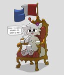 anthro beverage chair chest_tuft crossed_legs dialogue eyebrows flag flower france french_flag fur furniture holding_beverage holding_object juice_box looking_at_viewer open_mouth plant shadow simple_background sitting solo speech_bubble tail text tongue tuft white_body white_fur agreeable_tortoise boy_kisser_(meme) silly_cat_(mauzymice) domestic_cat felid feline felis mammal 2023 french_text hi_res meme