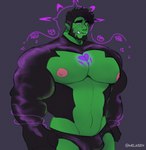 big_nipples big_pecs black_clothing black_hair black_underwear bulge chest_markings clothed_humanoid clothed_male clothing ear_piercing grey_background hair humanoid_pointy_ears male male_humanoid markings muscular muscular_humanoid muscular_male nipples pecs piercing pink_nipples pointy_ears purple_body purple_markings purple_skin simple_background solo text three-quarter_view tusks underwear melaisen aldrich_(melaisen) humanoid orc 2021 absurd_res artist_name digital_drawing_(artwork) digital_media_(artwork) hi_res portrait three-quarter_portrait