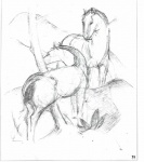 ambiguous_gender duo expressionism feral mountain nude outside plant simple_background standing tree white_background wood franz_marc marc equid equine horse mammal ancient_art formal_art graphite_(artwork) greyscale monochrome pencil_(artwork) sketch traditional_media_(artwork)