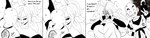 andoid_21 bald black_sclera blush clothed clothing crouching defeat dialogue ellipsis embarrassed female hair happy holding_up insult jewelry kissing long_hair male not_furry shocked simple_background smile smug teeth text white_background wide_image wounded haaru dragon_ball dragon_ball_fighterz android_18 krillin majin_android_21 alien alien_humanoid human humanoid majin mammal comic english_text hi_res long_image monochrome multiple_images