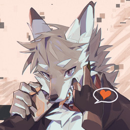 abstract_background ambiguous_gender anthro black_clothing black_nose black_topwear bodily_fluids cheek_tuft clothed clothing collar disembodied_hand duo facial_tuft fangs front_view fur grey_body grey_eyes grey_fur grey_hair hair male messy_hair mouth_play open_mouth red_collar red_tongue saliva saliva_on_chin saliva_on_tongue short_hair speech_bubble teeth tongue tongue_out topwear tuft unsigned white_body white_clothing white_fur white_topwear viosgit ambiguous_species canid mammal 1:1 hi_res
