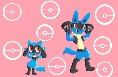 3_fingers 3_toes ambiguous_gender anthro arm_markings belly belly_tuft big_ears big_eyes black_body black_ears black_face black_fur black_markings blue_belly blue_body blue_ears blue_face blue_fur blue_tail blush chest_markings chest_tuft cute_fangs dancing duo evolutionary_family facial_markings fangs feet fingers fluffy fluffy_tail front_view fur fur_markings fur_tuft glistening glistening_eyes gloves_(marking) happy head_markings larger_ambiguous larger_anthro leg_markings long_ears looking_aside looking_at_another looking_at_viewer looking_forward markings mask_(marking) monotone_belly monotone_tail multicolored_body multicolored_ears multicolored_face multicolored_fur multicolored_markings neck_tuft open_mouth open_smile pawpads paws pink_background pink_pawpads pink_tongue pointy_ears pokeball pokeball_background prick_ears pupils red_eyes shadow sharp_teeth simple_background size_difference slim slit_pupils small_waist smaller_ambiguous smaller_anthro smile snout socks_(marking) standing tail teeth toes tongue tuft two_tone_ears two_tone_face two_tone_markings yellow_belly yellow_body yellow_fur yellow_markings yellow_pawpads unknown_artist caramelldansen nintendo pokemon canid canine generation_4_pokemon lucario mammal pokemon_(species) riolu full-length_portrait hi_res meme portrait