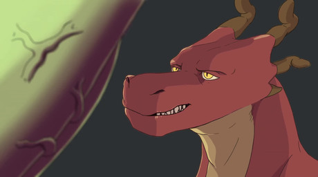ambiguous_gender disembodied_penis duo genitals grin heart_eyes heart_symbol horn male penis red_body smile teeth throbbing throbbing_penis toothy_grin vein veiny_penis yellow_eyes ryelacyel mythology dragon humanoid mythological_creature mythological_scalie scalie animated hi_res no_sound short_playtime video