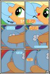 absurd_res anus applejack_(mlp) asking asking_another base_three_layout blonde_hair comic dialogue duo english_text equid female female/female feral friendship_is_magic genitals grid_layout gutovi-kun hair hasbro hi_res mammal moan my_little_pony orange_body pussy question rainbow_dash_(mlp) six_frame_grid six_frame_image species_in_dialogue speech_bubble tag_question talking_to_another talking_to_partner text three_row_layout vowelless vowelless_vocalization yes-no_question