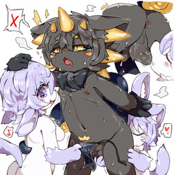 anthro anus assertive ball_suck biped black_sclera bodily_fluids bulge constricted_pupils detailed_bulge dominant dominant_anthro dominant_female female female_anthro female_on_anthro fur fur_tuft genital_outline grey_body grey_fur grey_hair group hair horn male male/female male_anthro male_on_anthro monotone_body monotone_fur monotone_hair mostly_nude mostly_nude_anthro mostly_nude_male multi_horn narrowed_eyes navel neck_tuft nipples nude nude_anthro nude_female open_mouth oral penis_outline perineum plantigrade pupils purple_eyes purple_hair saliva sex short_hair simple_background slim slim_anthro slim_female slim_male small_pupils straight_hair submissive submissive_anthro submissive_male sucking tail tears three-quarter_view touching_bulge trio tuft white_background white_body white_fur yellow_eyes yellow_horn young young_anthro young_male ookm demon lagomorph leporid mammal rabbit 1:1 2023 cel_shading digital_drawing_(artwork) digital_media_(artwork) shaded