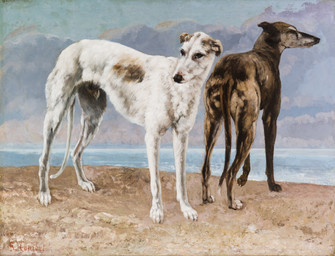 ambiguous_feral ambiguous_gender animal_genitalia brown_body brown_fur cloud detailed_background digitigrade duo feral floppy_ears folded_ears fully_sheathed fur genitals looking_aside male male_feral outside painterly paws quadruped sea sheath sky standing tail water white_body white_fur gustave_courbet public_domain canid canine canis domestic_dog greyhound hunting_dog mammal sighthound 1866 19th_century absurd_res ancient_art hi_res oil_painting_(artwork) painting_(artwork) signature traditional_media_(artwork) traditional_painting_(artwork)