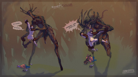 4_arms 4_fingers 5_fingers 5_toes anal anal_penetration antennae_(anatomy) anthro backlighting begging big_penis blush bodily_fluids brown_hair bubble clothes_pile clothing covering covering_crotch creepy_smile cum cum_bubble cum_inside cum_string cum_while_penetrated dominant dominant_anthro duo eyeless facial_hair feet fingers forced forest forest_background genital_fluids genitals green_body green_skin hair hand_on_chest highlights_(coloring) holding_both_legs holding_head holding_wrist leaking_precum lifted light male male/male motion_lines multi_arm multi_limb nude penetration penis plant precum pubes rape red_body red_skin restrained restrained_arms saliva sex shadow shake_lines short_hair simple_background size_difference slim smile speech_bubble subsurface_scattering teeth teratophilia text toes tree undressing unusual_anatomy unusual_genitalia white_body white_skin skinnedteeth roman_(danbobski) xerantoth human mammal 16:9 absurd_res colored english_text hi_res huge_filesize lighting widescreen