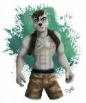 abs anthro clothed clothing male navel nipples simple_background solo topless dognextdoor bear mammal polar_bear ursine