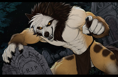 5_fingers anthro biped brown_body brown_fur brown_tail fingers front_view fur looking_at_viewer male night nude nude_anthro nude_male outside sky solo standing star tail tombstone clockhands klaus_(clockhands) canid canine canis mammal wolf 2025 digital_drawing_(artwork) digital_media_(artwork)