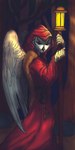 anthro avian bird bombayeen_(artist) card fortune_telling hi_res magic major_arcana owl solo tarot tarot_card the_hermit_(tarot)