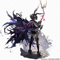 abstract_background angry ankle_tuft anthro arm_tuft arrow_(weapon) bottomwear bow_(weapon) brown_body brown_fur brown_hair butt cape claws clenched_teeth clothed clothing female footwear fur glowing glowing_eyes grass hair high_heels holding_bow_(weapon) holding_object holding_ranged_weapon holding_weapon leg_tuft pink_eyes plant quiver_(object) ranged_weapon sharp_teeth shirt shoes shorts small_butt solo teeth text toeless_heels topwear tuft weapon wrist_tuft fire_emblem fire_emblem_shadows nintendo estel_(fire_emblem) lagomorph leporid mammal rabbit 1:1 absurd_res english_text hi_res official_art