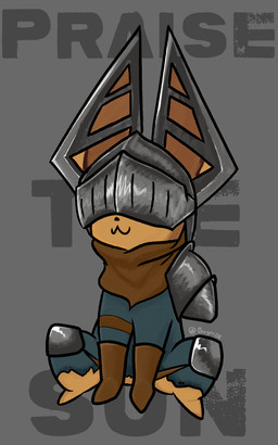 :3 armor armwear body_armor boots clothed clothing eyeless eyes_closed feral footwear fur gloves handwear hat headgear headwear helmet knee_pads one_eye_closed shoes simple_background sitting smile smiling_at_viewer solo text topwear visor visor_cap wotty dark_souls dungeons_and_dragons fromsoftware hasbro nintendo pokemon praise_the_sun_(meme) wizards_of_the_coast fan_character canid canine canis domestic_dog eevee equid equine fox generation_1_pokemon hybrid mammal pokemon_(species) 2022 5:8 absurd_res colored digital_drawing_(artwork) digital_media_(artwork) english_text hi_res meme portrait shaded signature three-quarter_portrait watermark