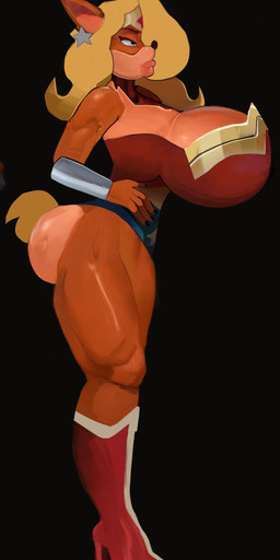 5_fingers anthro bedroom_eyes big_breasts big_butt bimbo_anthro blonde_hair breasts butt claws clothing cosplay crossover_cosplay female fingers hair hair_over_eye huge_breasts leotard lips muscular muscular_female narrowed_eyes one_eye_obstructed seductive smile solo standing thick_lips thick_thighs toned_legs crabtopus activision crash_bandicoot_(series) dc_comics wonder_woman_(series) tawna_bandicoot wonder_woman wonder_woman_(cosplay) bandicoot mammal marsupial absurd_res crossover hi_res