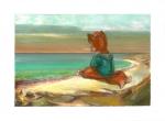 anthro beach biped brown_body clothed clothing fur hair male seaside sitting sky solo sweater topwear marredhen mood canid canine fox mammal 2019 gouache_(artwork) painting_(artwork) traditional_media_(artwork)