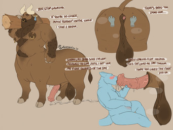 ambiguous_gender anal animal_genitalia animal_penis anthro anus balls belly belly_blush big_balls blush bodily_fluids body_blush body_hair chest_hair cum cum_inflation cum_inside disembodied_hand disembodied_tongue duo ear_piercing ear_tag equine_genitalia equine_penis erection eyes_closed facial_piercing fellatio genital_fluids genitals half-erect heard holding_object huge_balls inflation licking log logo male male/ambiguous musk nipple_piercing nipple_ring nipples nose_piercing nose_ring nude open_mouth oral overweight overweight_male penile penis penis_lick piercing precum_trail rimming ring_piercing sex simple_background speech_bubble sweat sweatdrop tan_background text tongue wood melancholiclion anon bulltaur canid canine mammal taur 2025 artist_logo artist_name english_text hi_res multiple_scenes signature