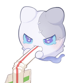 ambiguous_gender bendy_straw blush bodily_fluids container drinking_straw milk_carton milk_container not_furry simple_background solo sucking tears white_background white_body terzeebo ziterbo honkai:_star_rail mihoyo wubbaboo_(honkai:_star_rail) ghost spirit absurd_res hi_res