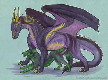 ambiguous_gender ambiguous_penetrated ambiguous_penetration bared_teeth black_body black_fur duo ears_back erection eyes_closed feral feral_on_feral feral_penetrated feral_penetrating feral_penetrating_feral fur genitals green_body green_fur green_tail interspecies large_penetration male male/ambiguous male_penetrating male_penetrating_ambiguous markings membrane_(anatomy) membranous_wings multicolored_body multicolored_fur neck_spikes obscured_penetration open_mouth penetration penile penile_penetration penis pivoted_ears purple_body purple_penis purple_wings red_tongue sex simple_background spiked_tail spikes spikes_(anatomy) tail teeth text tongue tongue_out two_tone_body two_tone_fur wings yellow_markings heatherwolf mythology canid canine canis dragon mammal mythological_creature mythological_scalie scalie wolf url