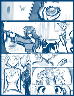 5_fingers ambiguous_gender anthro arm_around_neck blindfold blockage_(layout) chest_tuft chest_wraps clothed clothed_anthro clothed_female clothed_human clothed_male clothing collar crystal_ball curtains dress eyebrow_through_hair eyebrows eyewear female feral fingers flying gem glasses glowing glowing_eyes hair hat headgear headwear holding_object jewelry long_ears long_hair looking_aside male notched_ear off_shoulder panel_skew pendant robe sitting_on_shoulder tail translucent translucent_hair tuft window wraps conditional_dnp tom_fischbach twokinds brahn brahn's_daughter keith_keiser lynn_(twokinds) natani vehra_(twokinds) avian basitin bird canid canine canis corvid corvus_(genus) crow domestic_dog human keidran mammal oscine passerine wolf 2026 adobe_photoshop_(artwork) blue_and_white comic digital_media_(artwork) monochrome sketch