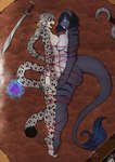 anthro bdsm bondage bound bound_together breasts duo female female/female flustered magic melee_weapon sword weapon yarn natt333 fan_character felid mammal pantherine prehistoric_species saber-toothed_tiger snow_leopard absurd_res hi_res signature