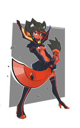 action_pose angry anthro armwear black_hair boots border bottomwear breasts clothed clothing female footwear frown fur gloves hair handwear high_heeled_boots high_heels highlights_(coloring) holding_object holding_weapon legwear looking_at_viewer melee_weapon midriff navel outline pose red_body red_fur red_highlights shoes simple_background skimpy skirt solo standing tail thigh_boots thigh_highs weapon white_border mardymuntjak kill_la_kill nintendo pokemon studio_trigger ryuko_matoi felid feline generation_7_pokemon mammal pokemon_(species) torracat 2026 absurd_res digital_media_(artwork) hi_res