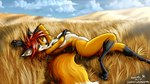 16:9 angrycontra anthro black_markings blue_eyes breasts canid canine censored cloud digital_media_(artwork) female field_background fox fox_tail fur hair inner_ear_fluff looking_at_viewer mammal markings nude orange_body orange_fur outside red_hair sky smile solo tail tasteful_nudity tuft white_body white_fur widescreen