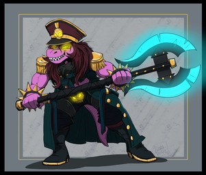 alternative_fashion anthro female solo yumeship llama_boy_(artist) deltarune undertale_(series) commissar_susie susie_(deltarune) scalie hi_res