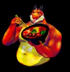 anthro belly bowl container food holding_bowl holding_container holding_object male musclegut muscular muscular_anthro muscular_male offering_food offering_to_viewer overweight overweight_male slightly_chubby solo tongue tongue_out 20secondstoshame mythology angus_long dragon mythological_creature mythological_scalie reptile scalie alpha_channel hi_res