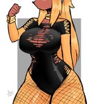 anthro big_breasts bracelet breasts clothing female fishnet_clothing fishnet_legwear head_scarf jewelry legwear necklace solo thick_thighs torso_shot wide_hips jamoart bethany_(jamoart) capybara caviid mammal rodent hi_res