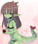 brown_hair chocolate daturyokugen1 dragon dragon_tail female flat_chested green_skin hair hi_res lizard long_hair looking_at_viewer monster monster_girl nipples original panties plain_background pointy_ears red_eyes reptile ryujin_senpai scales scalie solo tail_ribbon underwear white_background
Rating: Questionable
Score: 5
User: AnacondaRifle
Date: April 19, 2014
