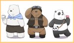 anthro apron belly black_body black_fur brown_body brown_fur clothing cosplay electronics fur group kemono male phone slightly_chubby white_body white_fur emufu cartoon_network shirokuma_cafe we_bare_bears grizzly_(shirokuma_cafe) grizzly_(we_bare_bears) ice_bear_(we_bare_bears) panda-kun panda_(we_bare_bears) shirokuma bear brown_bear giant_panda grizzly_bear mammal polar_bear ursine