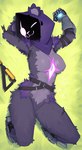 :3 anthro armor belt breasts clothing eye_scar facial_scar featureless_breasts female gauntlets gloves handwear hood looking_at_viewer lying on-grass on_back one_eye_closed scar solo wink winking_at_viewer yoako epic_games fortnite raven_team_leader bear mammal hi_res