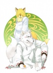 anthro asian_clothing barefoot clothed clothing duo east_asian_clothing feet food fruit fur hair hair_over_eyes japanese_clothing kimono looking_away male multi_tail orange_(fruit) plant pose tail papyrus_(artist) asian_mythology east_asian_mythology gingitsune japanese_mythology mythology gintaro kinjiro canid canine fox mammal 2009 comic digital_media_(artwork) hi_res