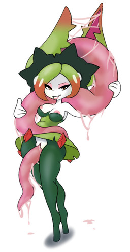 anthro big_breasts big_butt bodily_fluids breasts butt carnibora carnivorous_plant clothed clothing female legwear licking masturbation oral plant saliva solo thick_thighs tongue tongue_out venus_flytrap windstand palworld pocketpair pal_(species)