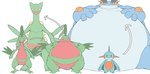 absurd_res amphibian anthro belly blue_body blue_skin duo feral generation_3_pokemon green_body green_skin grovyle hi_res larger_anthro larger_feral larger_male male male/male marshtomp morbidly_obese nintendo obese overweight overweight_male pokemon pokemon_(species) sceptile simple_background size_difference smaller_anthro smaller_feral smaller_male standing_over swampert weight_gain white_background white_belly white_body zephy_03