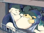 anthro duo eyes_closed eyewear glasses kemono male moobs nipples overweight overweight_male scarf chihaku_daga lifewonders tokyo_afterschool_summoners cu_sith_(tas) leib_(tas) bear canid canine canis domestic_dog mammal polar_bear ursine 2024 4:3 hi_res