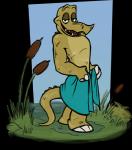 anthro clothing male solo towel undressing rubberskunktoo crocpond rompa crocodile crocodilian reptile scalie alpha_channel