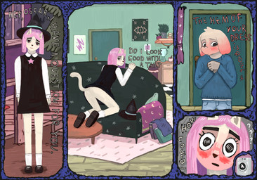 anthro appliance ballet cat_eared_creature clothed clothing dance_shoes dancewear embarrassed eyebrows female footwear hair hat headgear headwear laundry_machine male male/female pink_hair pointe_shoes shoes socks solo tail text text_in_eyes thick_eyebrows underwear washing_machine witch_hat young young_female sipoocha cartoon_network summer_camp_island oscar_peltzer susie_mccallister elephant elephantid felid feline mammal proboscidean absurd_res hi_res