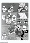 anthro breasts cleavage clothed clothing comic cricetid dialogue english_text eyewear female glasses hamster hi_res maggie_(nimzy) mammal monochrome nimzy noms_(nimzy) overweight overweight_female professor_porter_(nimzy) rodent text url