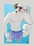 abs anthro athletic athletic_anthro athletic_male clothed clothing eyewear eyewear_on_head looking_sideways male muscular muscular_male pool solo sunglasses sunglasses_on_head swimming_trunks swimwear topless lion21 jenklin_(character) canid canine canis domestic_dog kangal livestock_guardian_dog mammal molosser mountain_dog pastoral_dog 3:4 hi_res portrait three-quarter_portrait